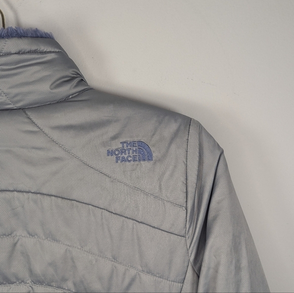 The Northface Face Women’s Reversible Mossbud Jacket Small Gray/Purple winter - Picture 4 of 5